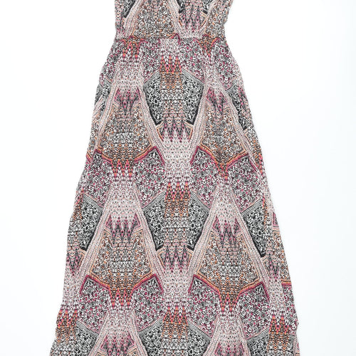 New Look Womens Multicoloured Geometric Viscose Maxi Size 8 Square Neck Pullover