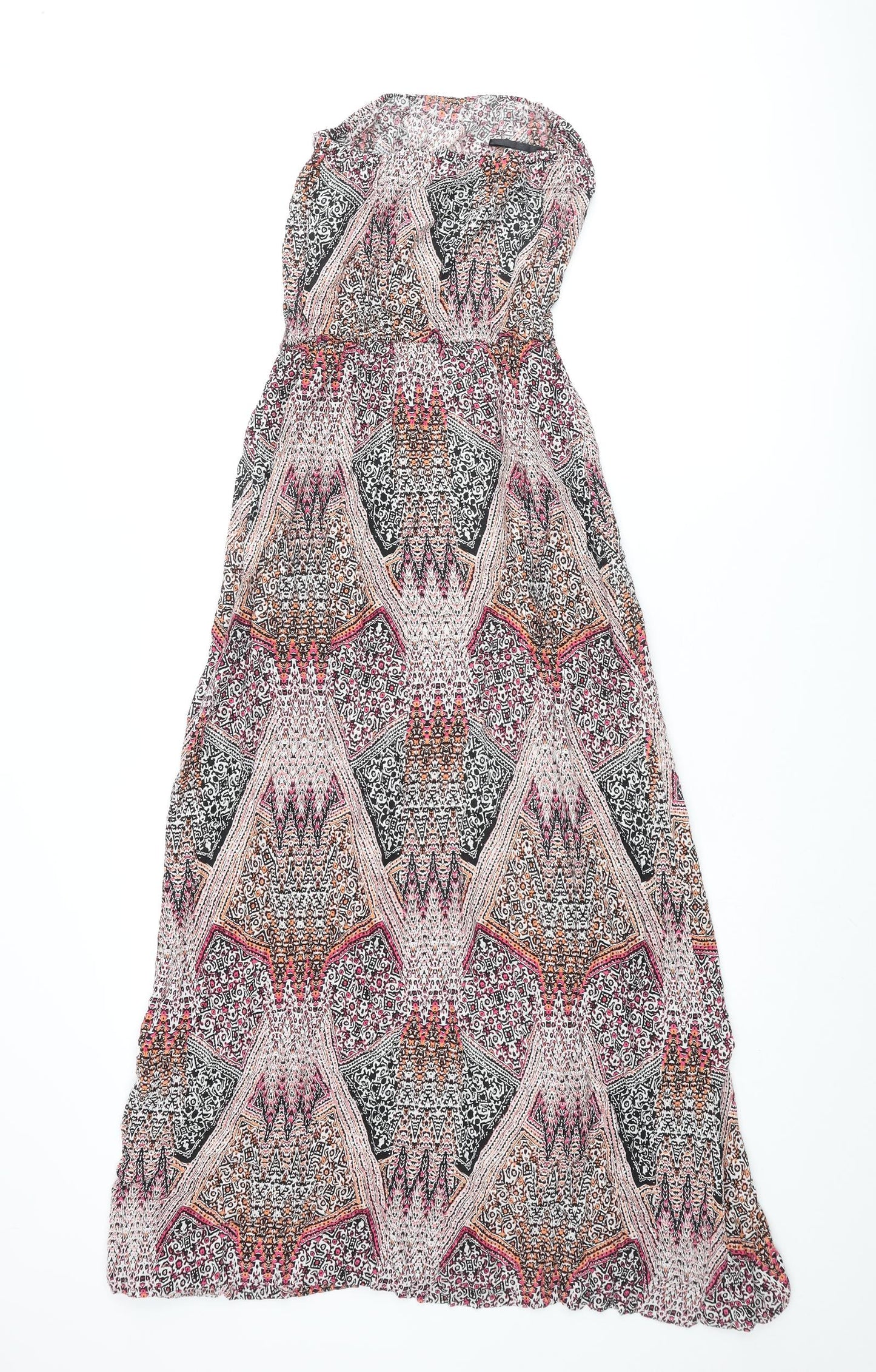 New Look Womens Multicoloured Geometric Viscose Maxi Size 8 Square Neck Pullover