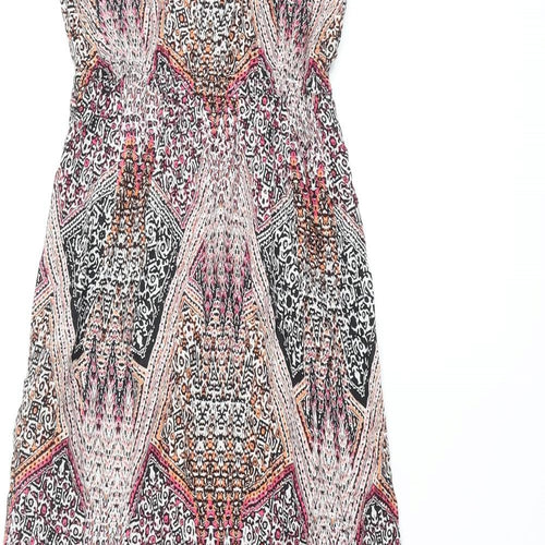 New Look Womens Multicoloured Geometric Viscose Maxi Size 8 Square Neck Pullover