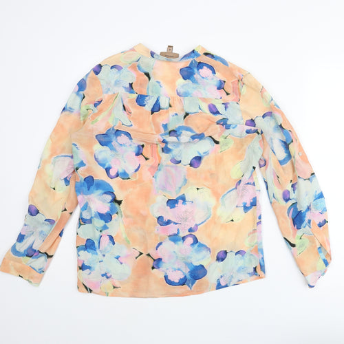Kachel Womens Multicoloured Floral Silk Basic Blouse Size 10 V-Neck