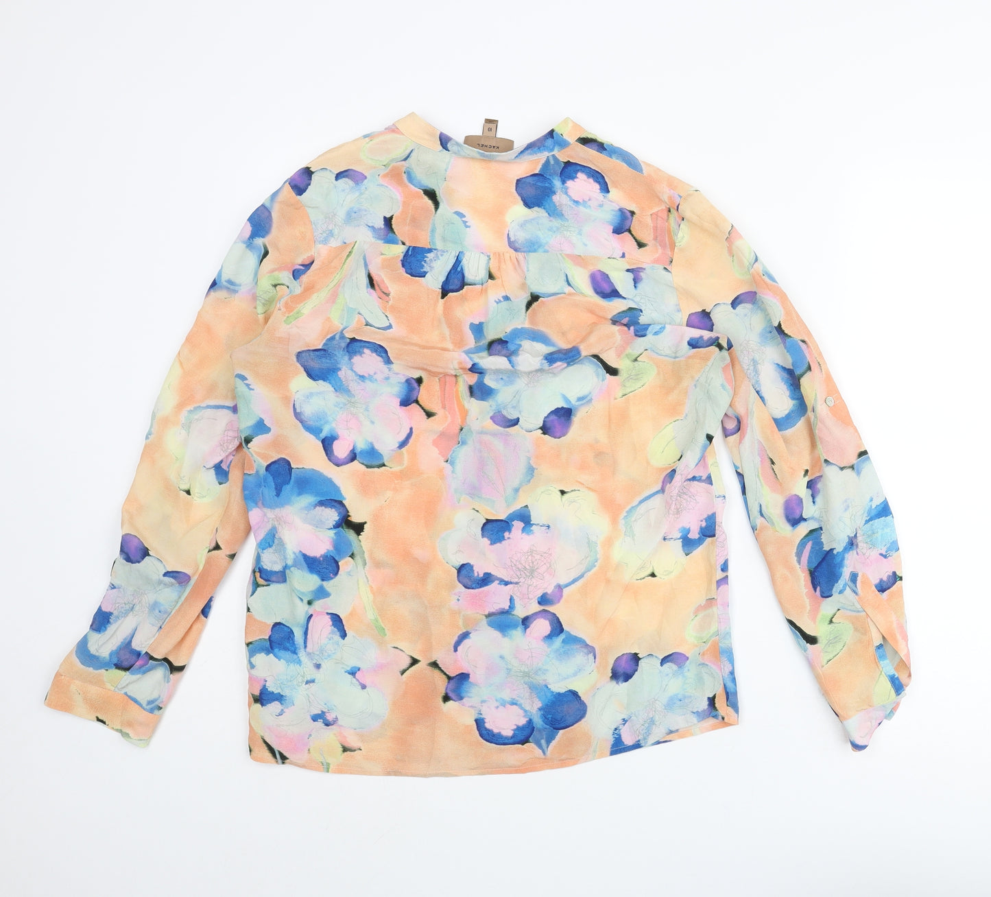 Kachel Womens Multicoloured Floral Silk Basic Blouse Size 10 V-Neck