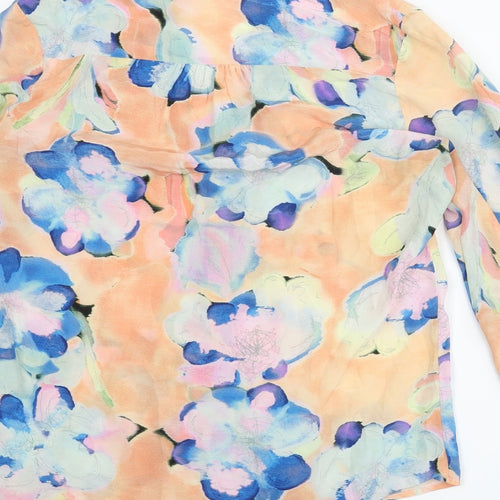 Kachel Womens Multicoloured Floral Silk Basic Blouse Size 10 V-Neck