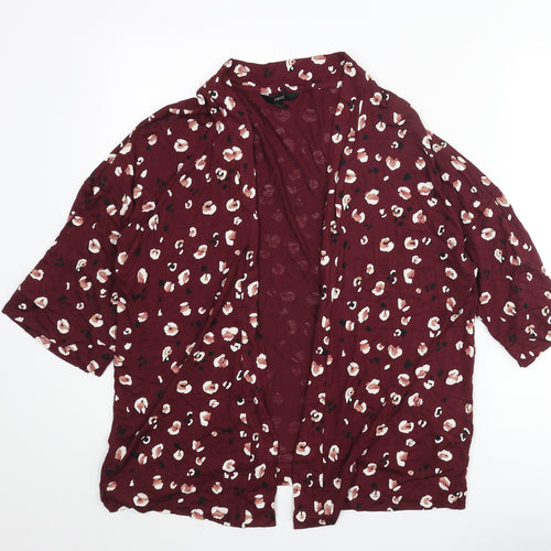 NEXT Womens Red Animal Print Viscose Kimono Blouse Size S V-Neck - Leopard Print