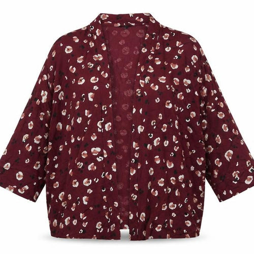 NEXT Womens Red Animal Print Viscose Kimono Blouse Size S V-Neck - Leopard Print