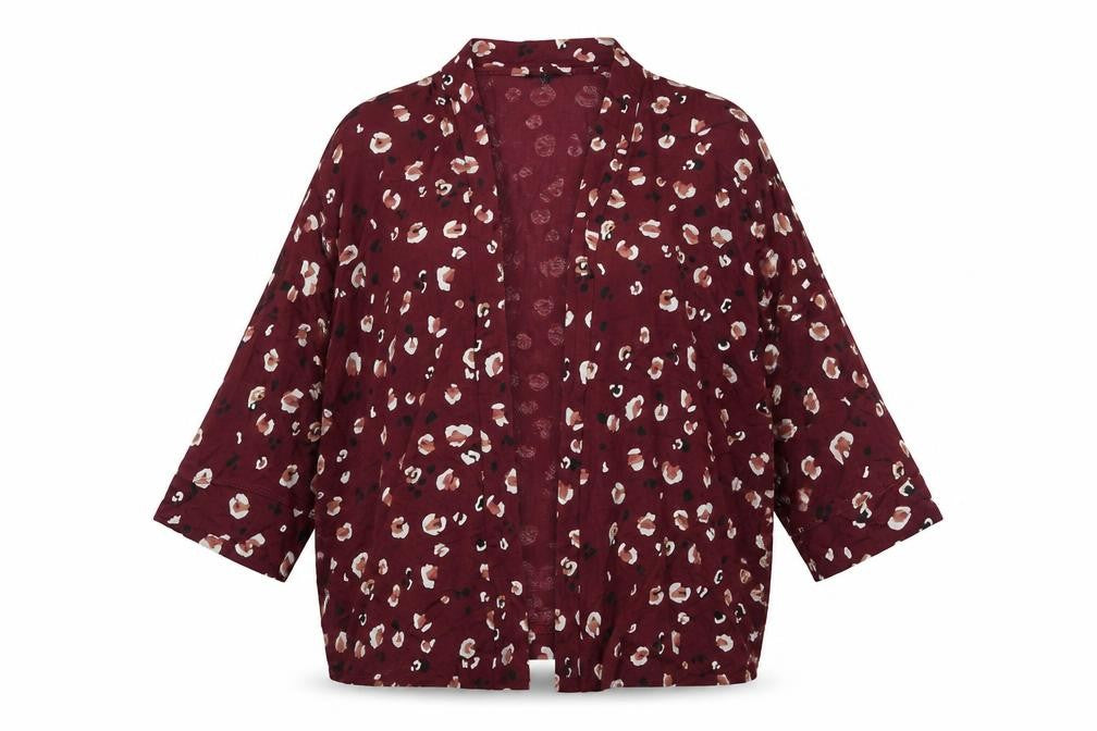 NEXT Womens Red Animal Print Viscose Kimono Blouse Size S V-Neck - Leopard Print