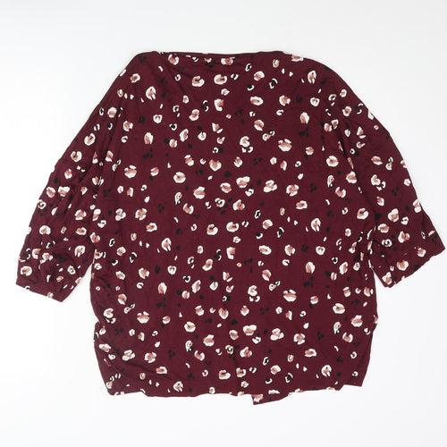 NEXT Womens Red Animal Print Viscose Kimono Blouse Size S V-Neck - Leopard Print