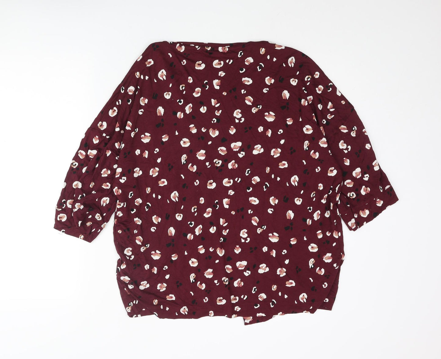 NEXT Womens Red Animal Print Viscose Kimono Blouse Size S V-Neck - Leopard Print