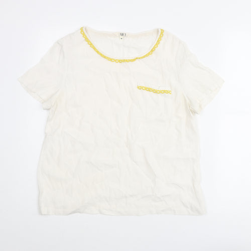 N.W.3 Womens Ivory Viscose Basic Blouse Size 12 Round Neck - Twim
