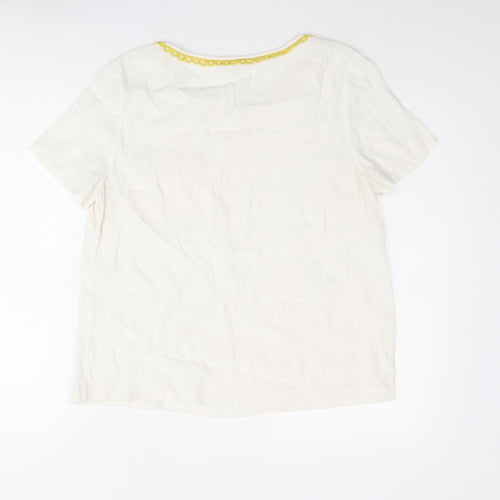 N.W.3 Womens Ivory Viscose Basic Blouse Size 12 Round Neck - Twim