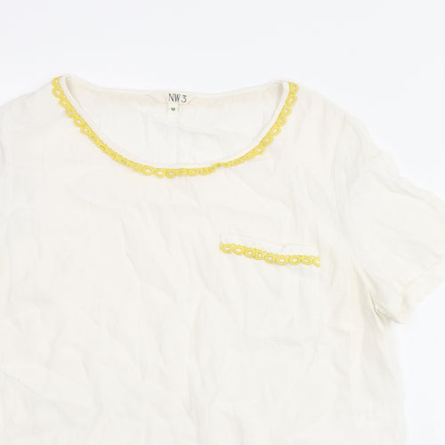 N.W.3 Womens Ivory Viscose Basic Blouse Size 12 Round Neck - Twim