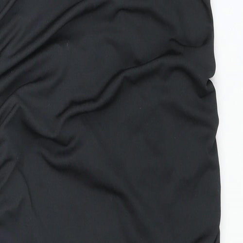 Oh Polly Womens Black Polyester Mini Size 4 Cowl Neck Pullover - Rouched