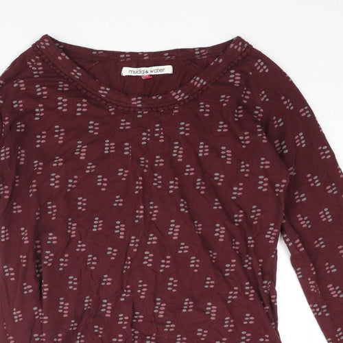 Mudd & Water Womens Purple Geometric Cotton Mini Size 12 Round Neck Pullover