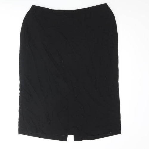 St Michael Womens Black Polyester Straight & Pencil Skirt Size 18 Zip