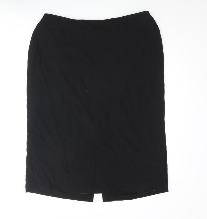 St Michael Womens Black Polyester Straight & Pencil Skirt Size 18 Zip