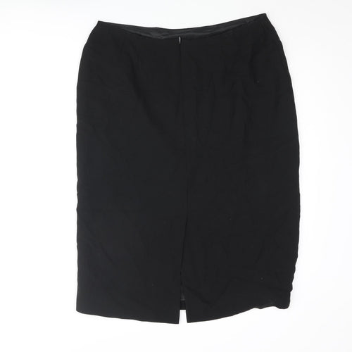 St Michael Womens Black Polyester Straight & Pencil Skirt Size 18 Zip