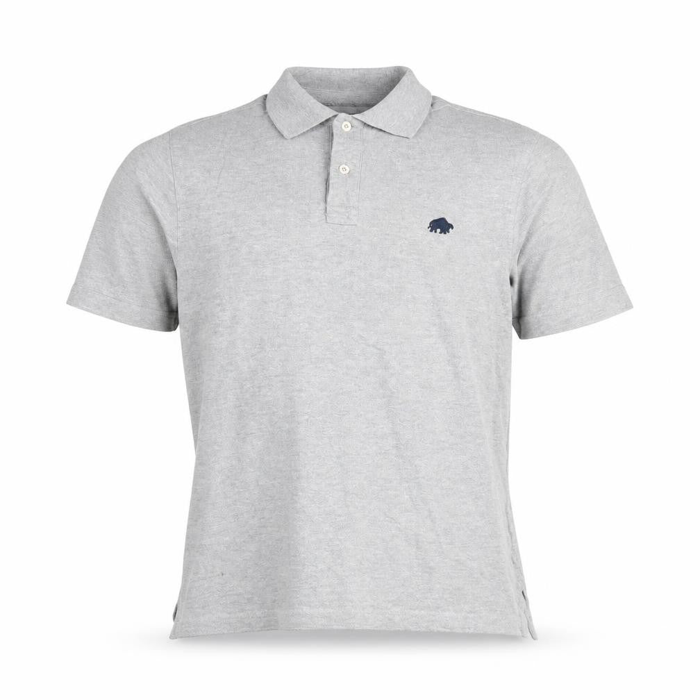 Front view of Raging Bull men’s grey cotton polo, size S, collared button
