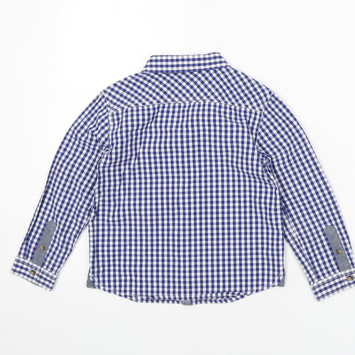 Mini Club Boys Blue Check Polyester Basic Button-Up Size 5-6 Years Collared Button