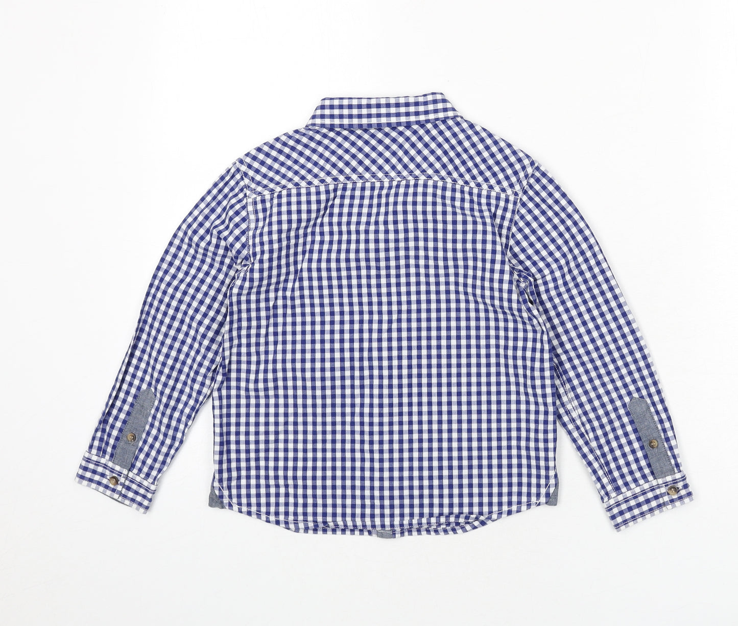 Mini Club Boys Blue Check Polyester Basic Button-Up Size 5-6 Years Collared Button