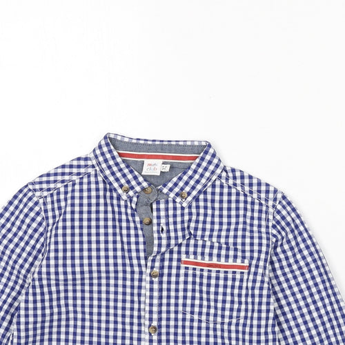 Mini Club Boys Blue Check Polyester Basic Button-Up Size 5-6 Years Collared Button