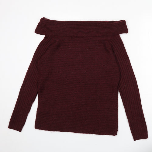 Dorothy Perkins Womens Red Roll Neck Acrylic Pullover Jumper Size 12