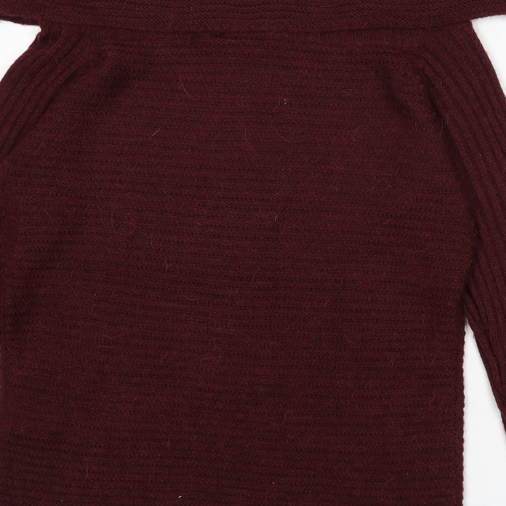 Dorothy Perkins Womens Red Roll Neck Acrylic Pullover Jumper Size 12