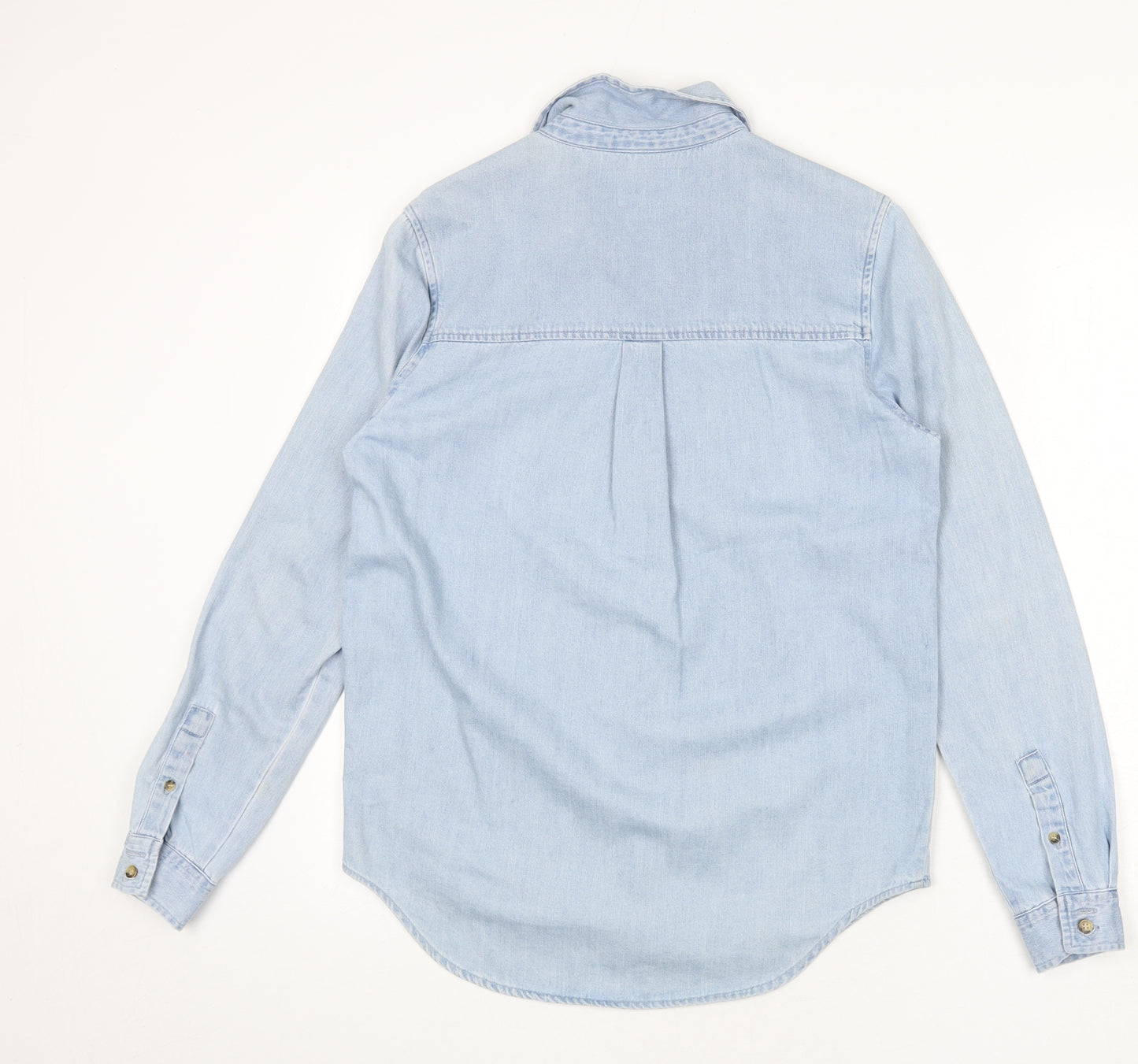 FOREVER 21 Womens Blue 100% Cotton Basic Button-Up Size S Collared
