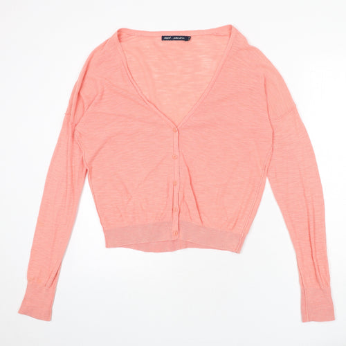 NEXT Womens Pink V-Neck Cotton Cardigan Jumper Size 12