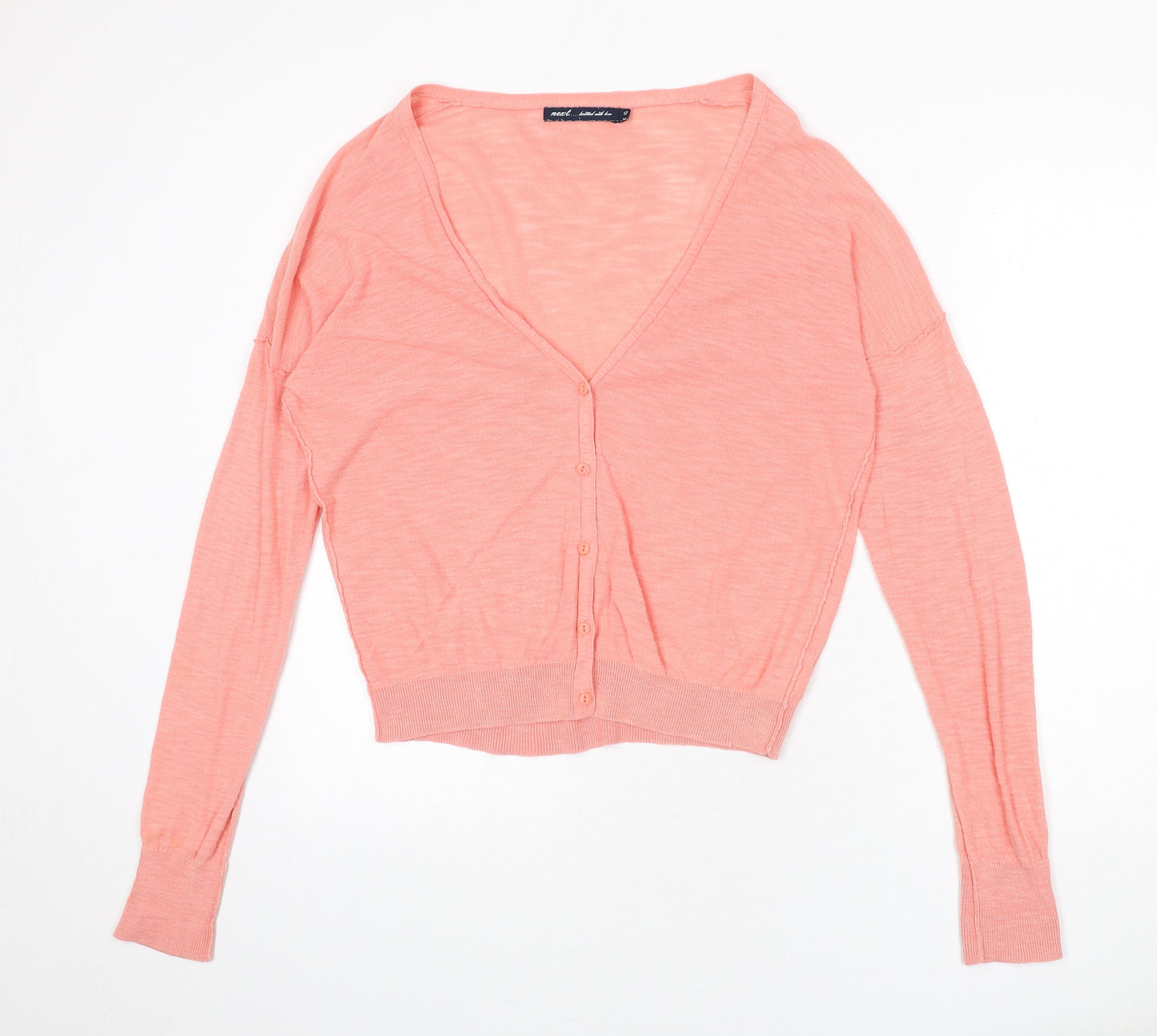 NEXT Womens Pink V-Neck Cotton Cardigan Jumper Size 12