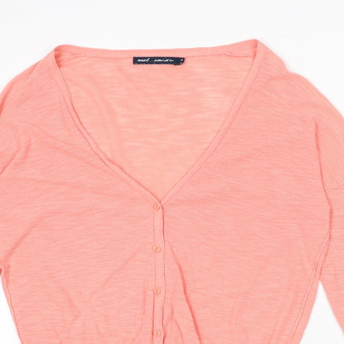 NEXT Womens Pink V-Neck Cotton Cardigan Jumper Size 12