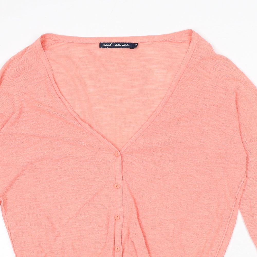 NEXT Womens Pink V-Neck Cotton Cardigan Jumper Size 12