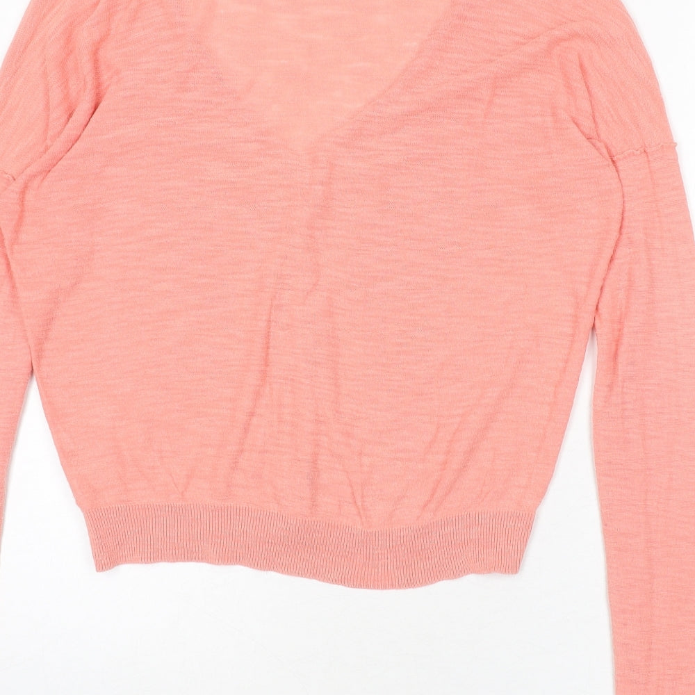 NEXT Womens Pink V-Neck Cotton Cardigan Jumper Size 12