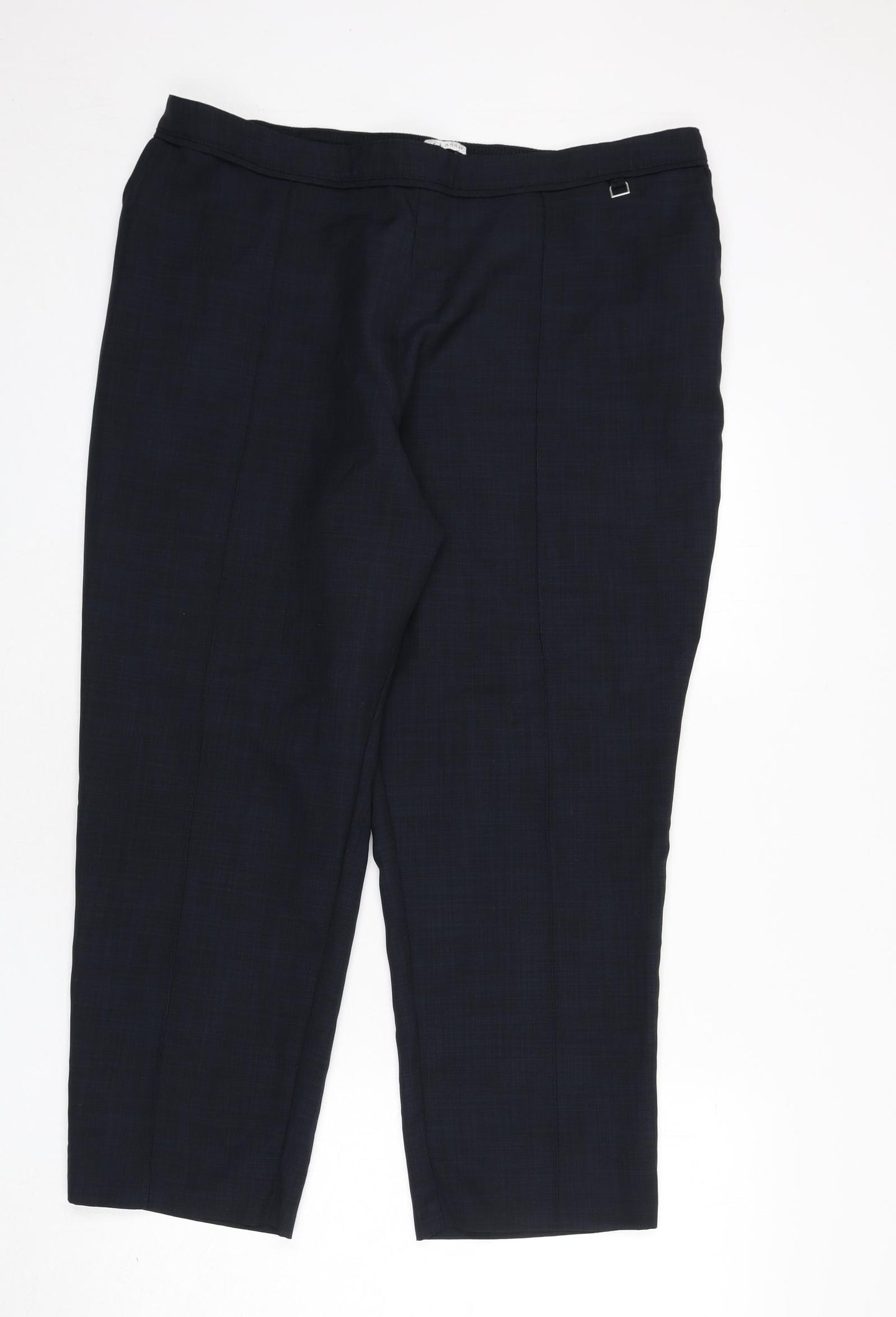 Classic Womens Blue Polyester Trousers Size 22 L24 in Regular - Pleat Front