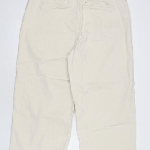 Marks and Spencer Womens Beige Cotton Wide-Leg Jeans Size 22 L23 in Regular Zip - Long Length, Cropped