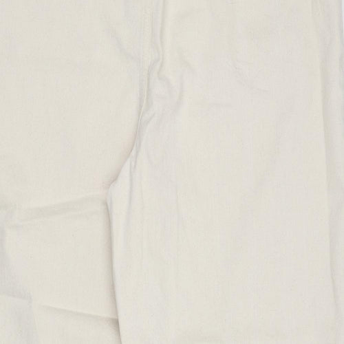 Marks and Spencer Womens Beige Cotton Wide-Leg Jeans Size 22 L23 in Regular Zip - Long Length, Cropped