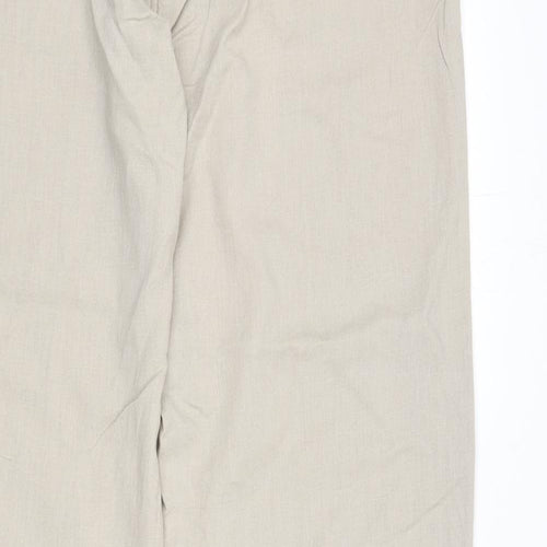 Avenue Womens Beige Linen Trousers Size M L28 in Regular Zip - Tie Front