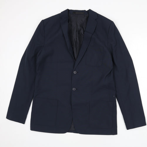 Marks and Spencer Mens Blue Polyester Jacket Blazer Size 41 Regular - 41 Inch Chest