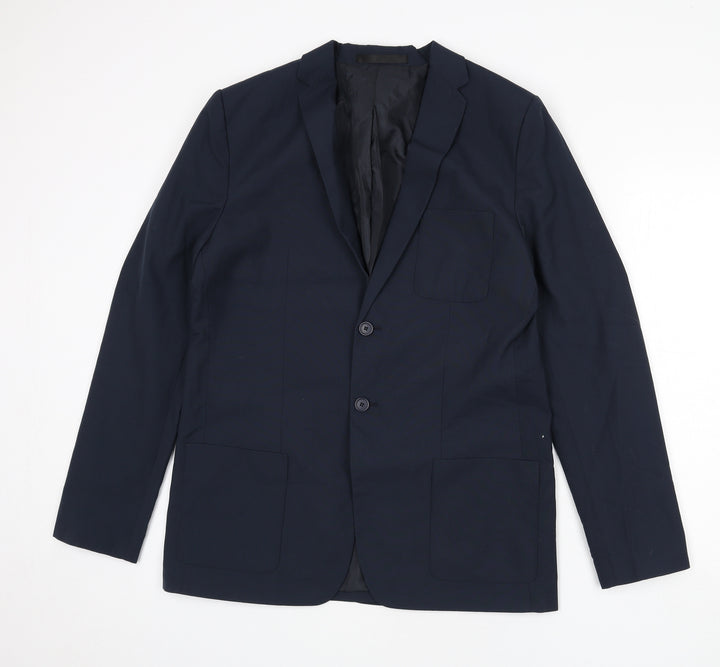 Marks and Spencer Mens Blue Polyester Jacket Blazer Size 41 Regular - 41 Inch Chest
