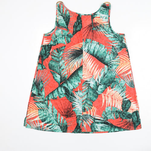 Bonmarché Womens Multicoloured Geometric Polyester Basic Tank Size 14 Boat Neck - Leaf Print