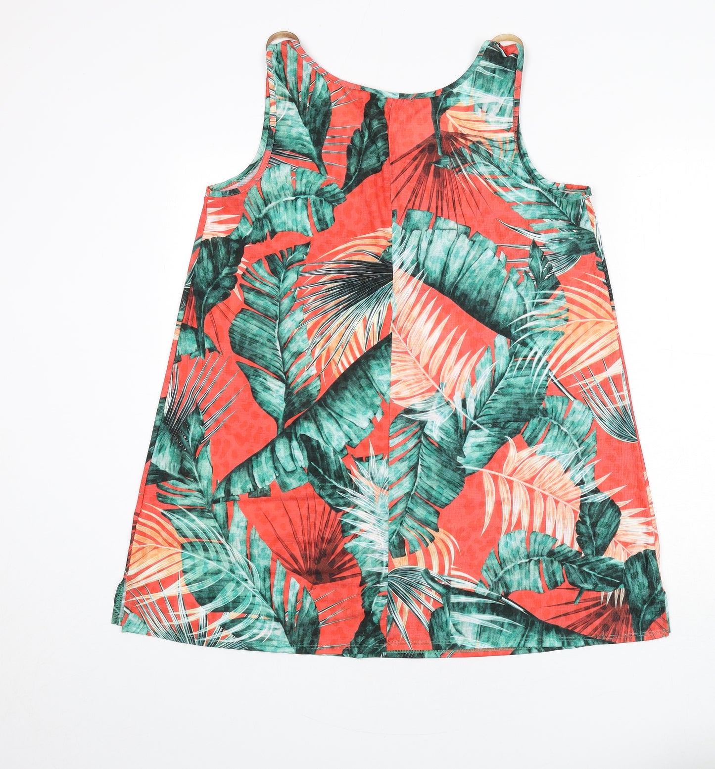 Bonmarché Womens Multicoloured Geometric Polyester Basic Tank Size 14 Boat Neck - Leaf Print