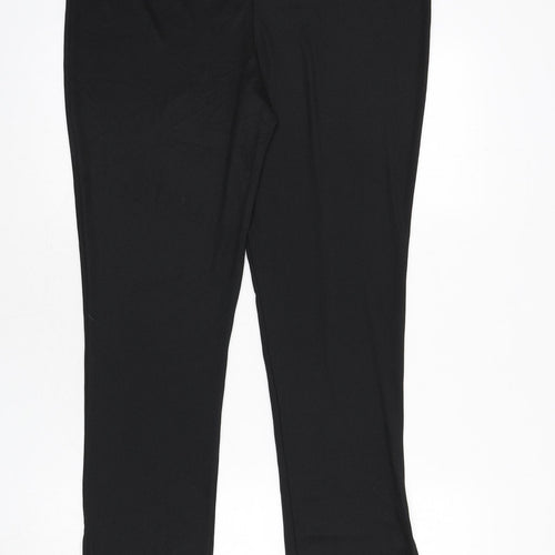 Boohoo Womens Black Polyester Trousers Size 20 L31 in Regular - Split on Hems, Ribbed
