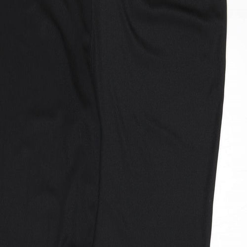 Boohoo Womens Black Polyester Trousers Size 20 L31 in Regular - Split on Hems, Ribbed
