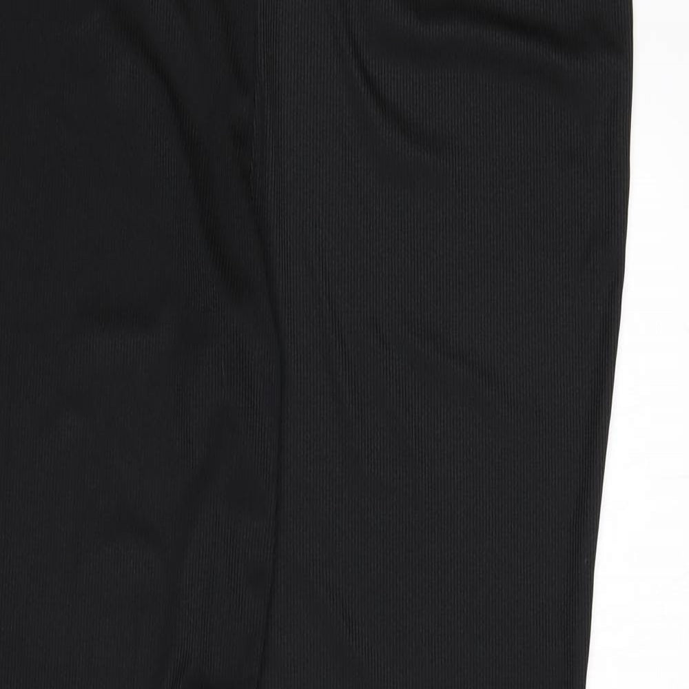 Boohoo Womens Black Polyester Trousers Size 20 L31 in Regular - Split on Hems, Ribbed