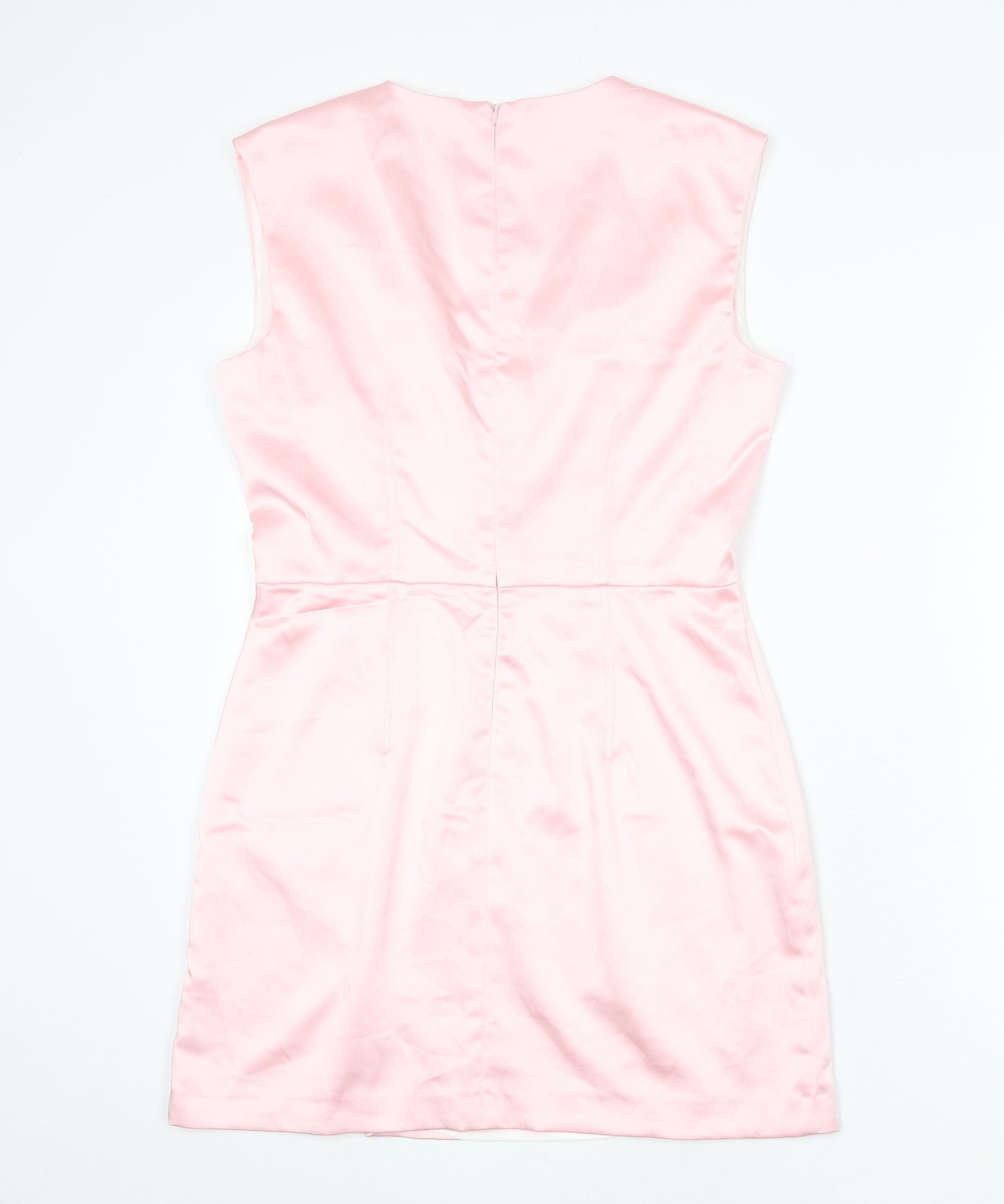 Zara Womens Pink Polyester A-Line Size L V-Neck Zip