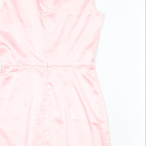 Zara Womens Pink Polyester A-Line Size L V-Neck Zip