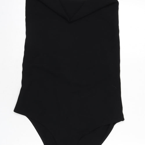 Zara Womens Black Polyester Bodysuit One-Piece Size L Snap - Backless