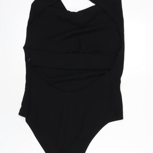 Zara Womens Black Polyester Bodysuit One-Piece Size L Snap - Backless
