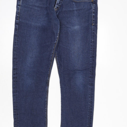 Penguin Mens Blue Cotton Straight Jeans Size 34 in L34 in Regular Button