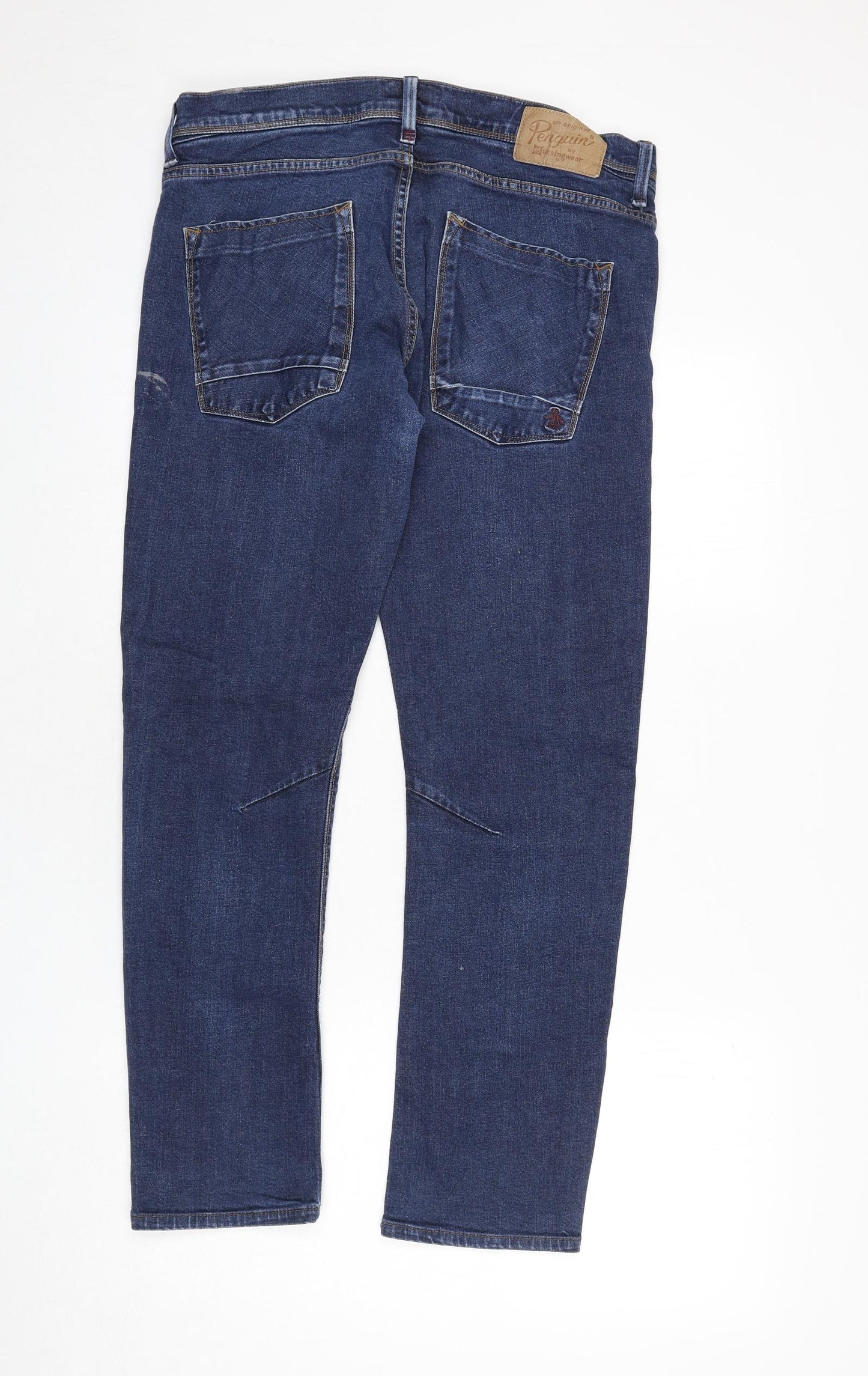 Penguin Mens Blue Cotton Straight Jeans Size 34 in L34 in Regular Button
