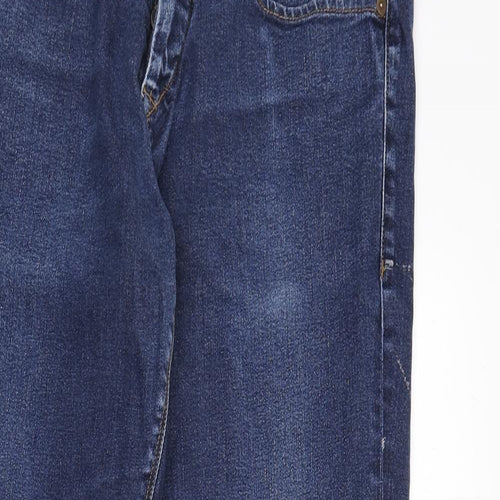 Penguin Mens Blue Cotton Straight Jeans Size 34 in L34 in Regular Button