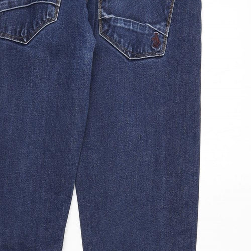 Penguin Mens Blue Cotton Straight Jeans Size 34 in L34 in Regular Button